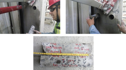Extracción de núcleos de concreto endurecido - Estas muestras se obtienen de diferentes elementos de los cuales se requieran diferentes estudios - Se muestra el equipo de corte diamante con el cual se lleva a cabo esta actividad.
